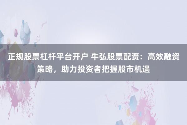 正规股票杠杆平台开户 牛弘股票配资：高效融资策略，助力投资者把握股市机遇