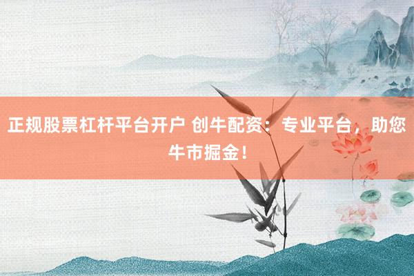 正规股票杠杆平台开户 创牛配资：专业平台，助您牛市掘金！