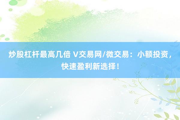 炒股杠杆最高几倍 V交易网/微交易：小额投资，快速盈利新选择！