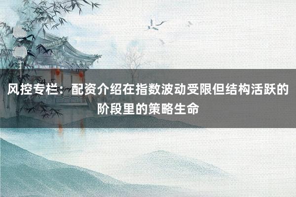 风控专栏：配资介绍在指数波动受限但结构活跃的阶段里的策略生命